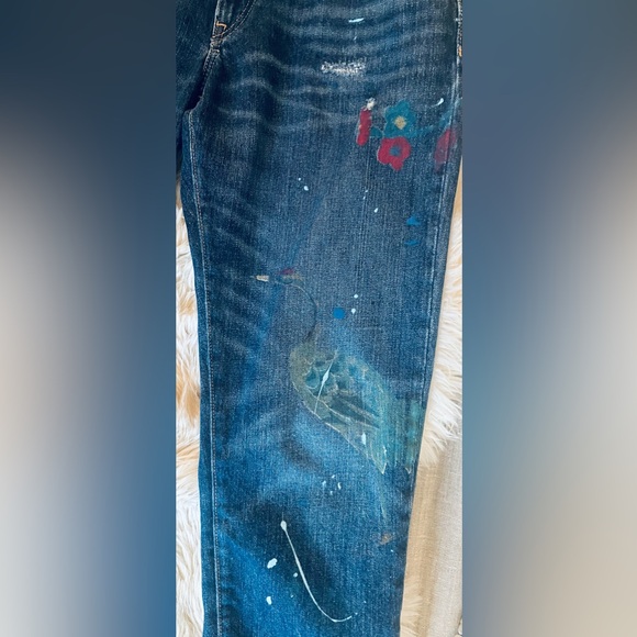 Polo Ralph Lauren Astor Slim Boyfriend painted Crane Jeans distressed 28 EUC - Picture 4 of 8